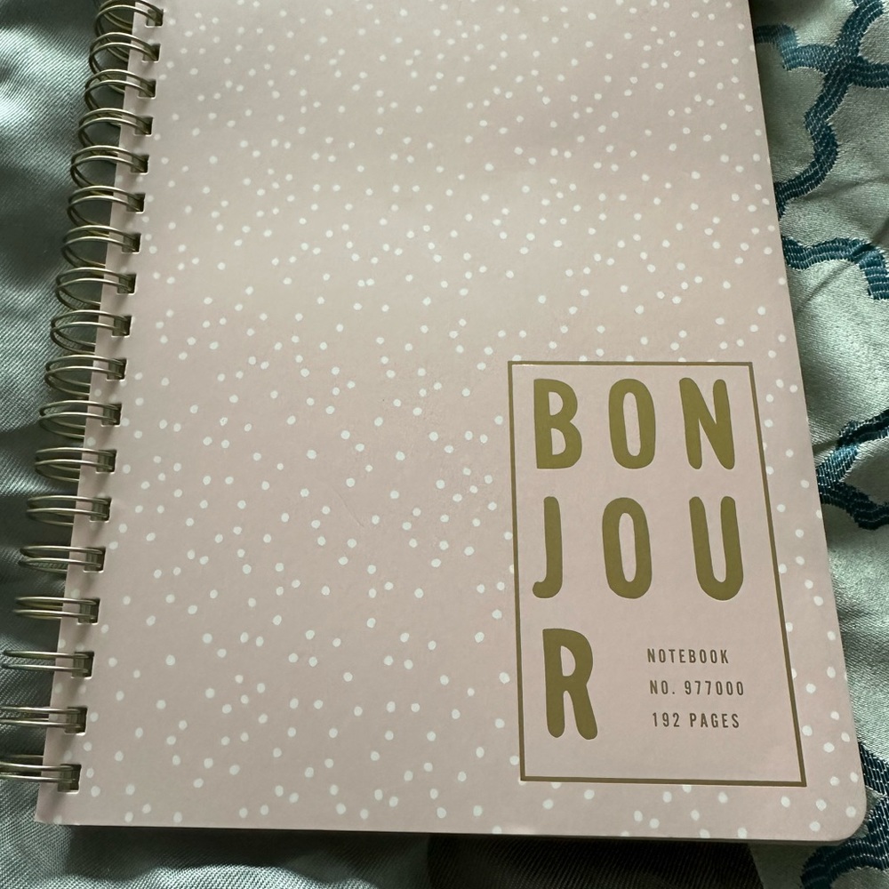 Fringe Journal/Notebook with 192 lined-pages. Cover is pink with white dots.